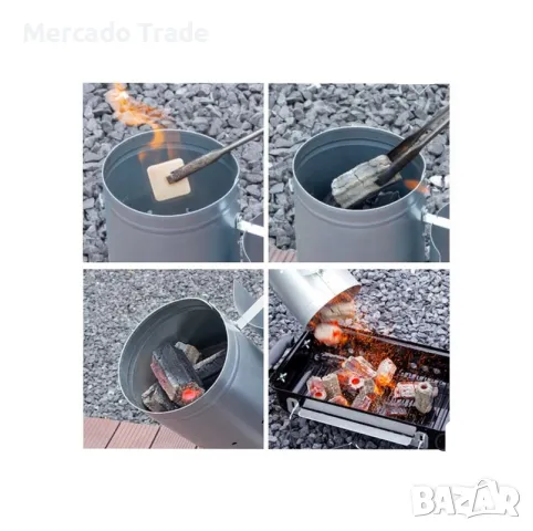 Уред за разпалване на барбекю Mercado Trade, За въглища, Сив, снимка 4 - Барбекюта - 50437623