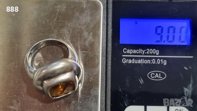 Сребърен пръстен 925 проба с цитрин , снимка 6 - Пръстени - 44199860