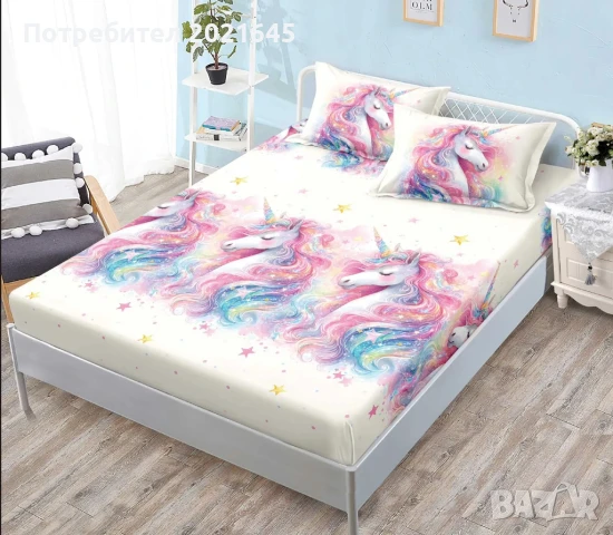 Чаршаф с ластик за спалня и  2 калъфки, снимка 3 - Спално бельо - 50983483