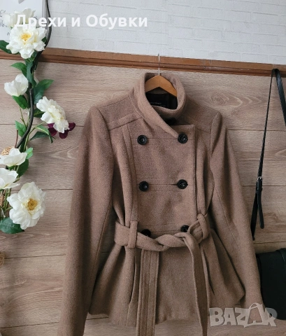 Палто в кафяв цвят ZARA вълна, снимка 7 - Палта, манта - 52811197