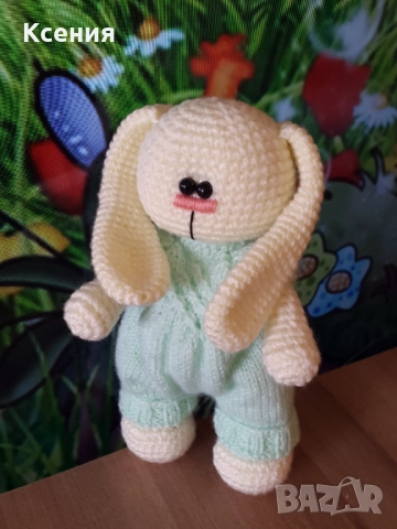Плетена играчка Заек-Беби, Плетени, ръчно изработени, прекрасен подарък, снимка 7 - Плюшени играчки - 52060960