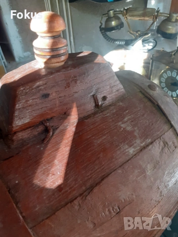 Стар бъкел за вода бъклица буре бъчва примитив със стойка, снимка 3 - Антикварни и старинни предмети - 53296635