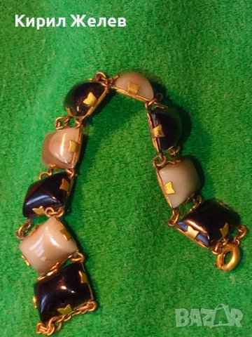 СТАРИННА СКЪПОЦЕННА БРОНЗОВА РЕТРО АРТ ДЕКО ГРИВНА с ДЕБЕЛА ПОЗЛАТА и ШЛИФОВАНИ КАМЪНИ ЯСПИС 38654, снимка 6 - Антикварни и старинни предмети - 41638355