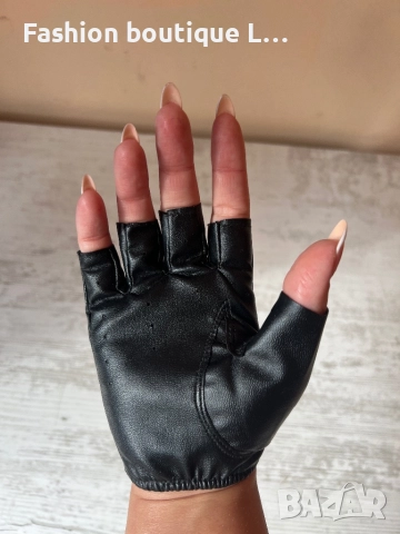 Черна дамска кожена ръкавици без пръсти за дясната ръка 🖤, снимка 2 - Ръкавици - 52186522