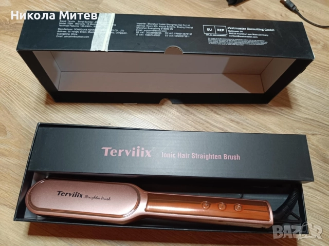четка за изправяне на коса Terviiix Ionic Hair Straighten Brush, снимка 3 - Преси за коса - 52430768