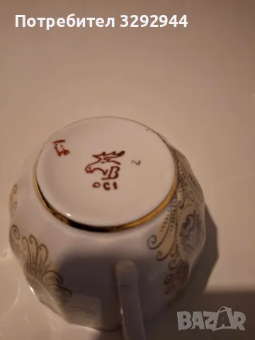 Руски порцеланов сервиз на Вербилки, декор Перо от жар-птица, снимка 6 - Сервизи - 47480282