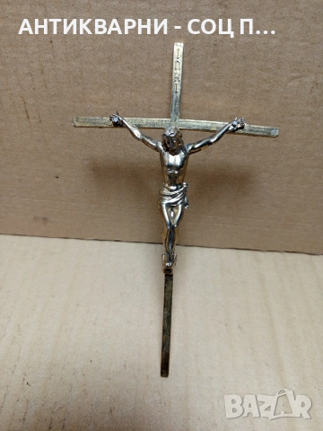 Стар Бронзов Кръст Исус Христос Инри. , снимка 2 - Антикварни и старинни предмети - 52842249