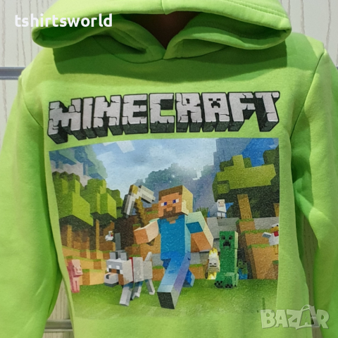 Нов детски суичър в зелен цвят с дигитален печат MINECRAFT, снимка 2 - Детски анцузи и суичери - 36353506