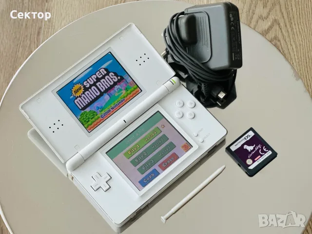 Nintendo DS Lite Бял + New Super Mario Bros + Nintendogs
