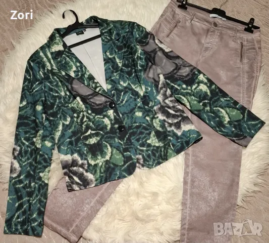 СТРАХОТНО сако в бежово-зелени цветове 2ХЛ/3ХЛ размер , снимка 2 - Сака - 47326004