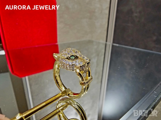 CARTIER Panthere de Cartier Gold Paved Head Diamonds Пръстен, снимка 7 - Пръстени - 52888473