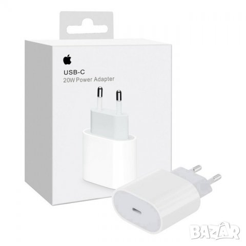 Зарядно устройство Apple 20W USB-C Power Adapter, от контакт към USB Type C (ж), бяло, снимка 1 - Аксесоари за Apple - 33819546