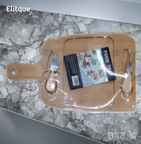 Дъска за пица с 2 прибора 29.5 x 19.5 x 1.5 см