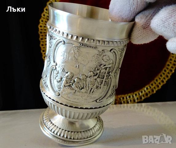 Чаша от калай с картини Влюбени,Пътешествие,Пролет. , снимка 8 - Антикварни и старинни предмети - 51571181