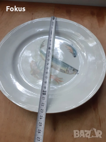 Голяма чиния - български порцелан - 1 бр. с риби, снимка 6 - Антикварни и старинни предмети - 53275060