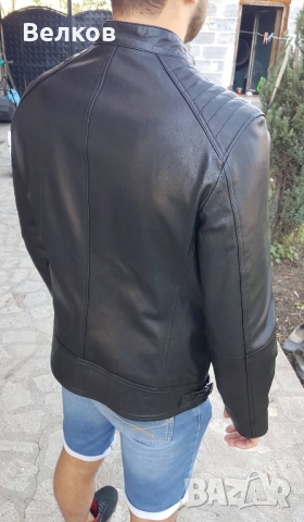 Мъжко кожено яке от естествена кожа - черно - размер XL, снимка 6 - Якета - 36042110