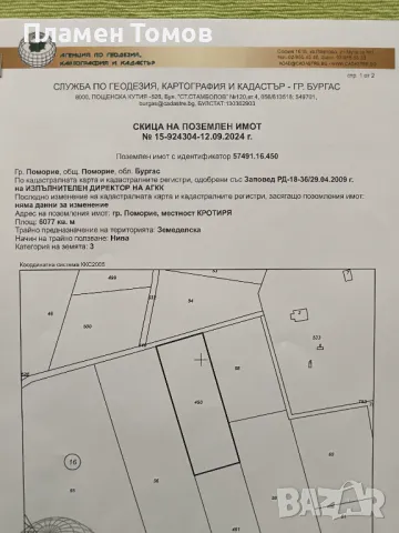 Продавам земеделска земя в землището на община Поморие.