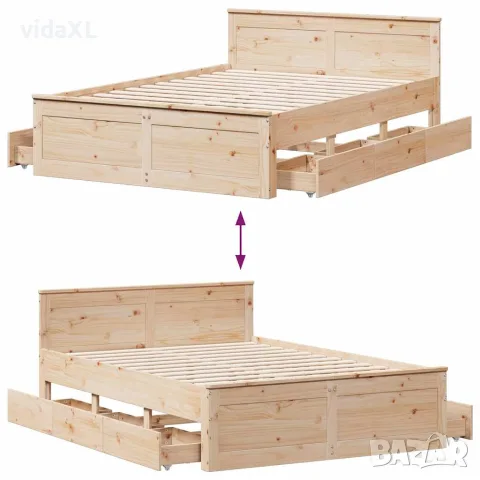 vidaXL Рамка за легло без матрак с табла 140x190 см борово дърво масив, снимка 10 - Спални и легла - 56147023