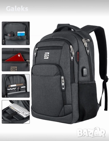 Елегантна, модерна и стилна мъжка офис чанта за лаптоп /Черна естествена кожа!, снимка 6 - Раници - 52023496