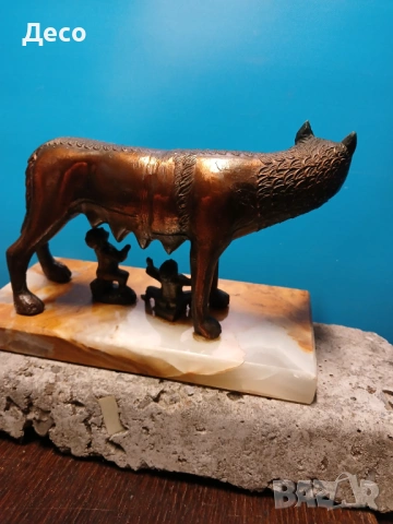 Стара римска статуетка,сувенир от мед и мрамор., снимка 5 - Антикварни и старинни предмети - 53476991