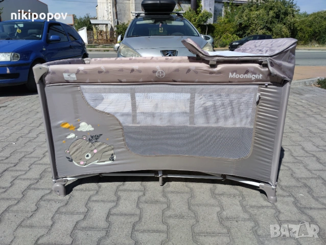 LORELLI Детска кошара на 2 нива с повивалник MOONLIGHT бежов, снимка 8 - Кошарки - 53565221