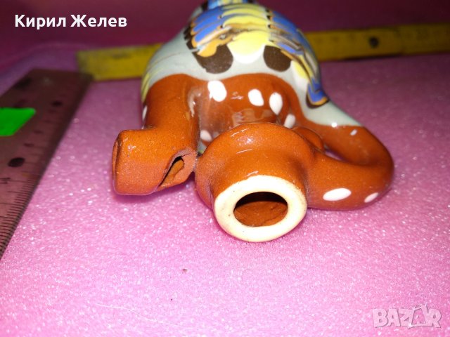 КЕРАМИЧНО БЪРДУЧЕ СВИРКА РЪЧНА МАЙСТОРСКА ИЗРАБОТКА ТРАДИЦИОНЕН ЕТНО СУВЕНИР ГЛЕДЖОСАНА ГЛИНА 42938, снимка 7 - Декорация за дома - 44297513