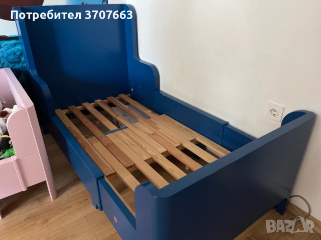Разтегателно легло - синьо BUSUNGE, снимка 3 - Мебели за детската стая - 51706395