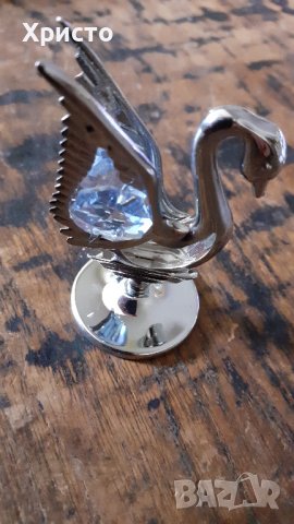 метален декоративен лебед CRAFTOCRAFT със Сваровски Swarovski кристали, снимка 3 - Статуетки - 41084533