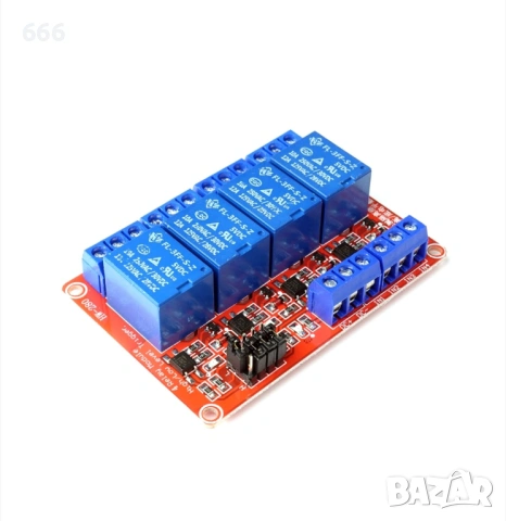 Релеен модул с 4 канала, Elektroweb, 5 V, 10 A, снимка 2 - Друга електроника - 53504409