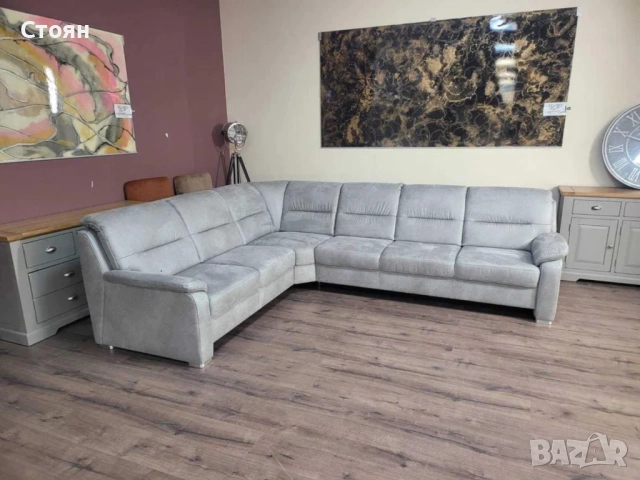 ПРОМОЦИЯ!!! Светло сив ъглов диван от плат PP-HS10002, снимка 2 - Дивани и мека мебел - 52826945