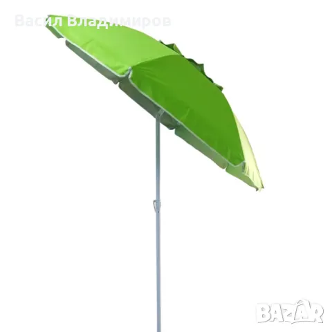 Плажен чадър чупещ, зелен, 170 см, снимка 1