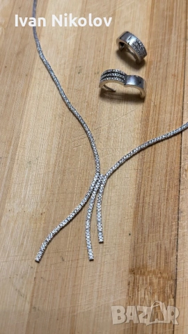 Дамско сребърно колие с обеци НОВО!, снимка 4 - Колиета, медальони, синджири - 53699527