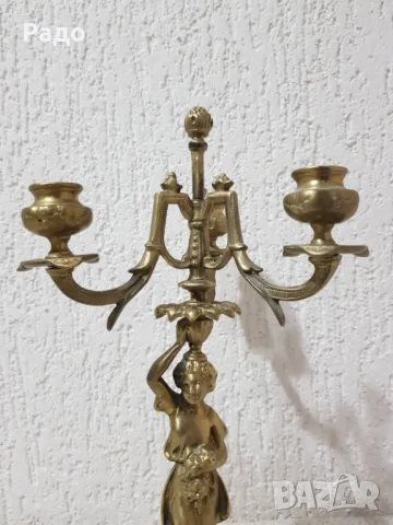 Комплект от два масивни бронзови свещника - свещник, снимка 4 - Антикварни и старинни предмети - 47861866