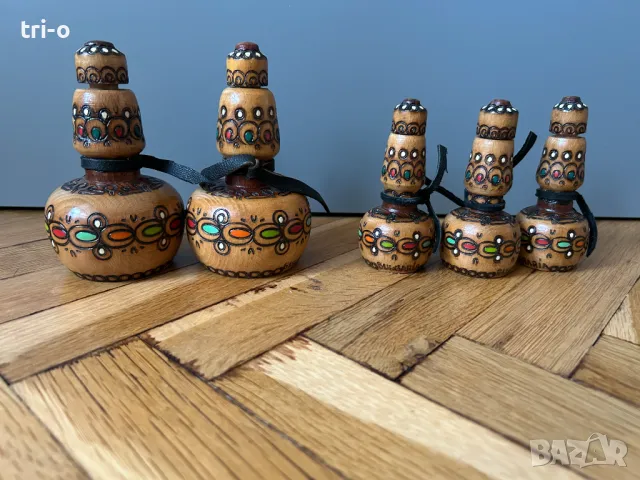 Дървени битови фигурки пирография Хаванчета, свещник, стомни, бъклици, кутийки и други, снимка 15 - Други - 48974460