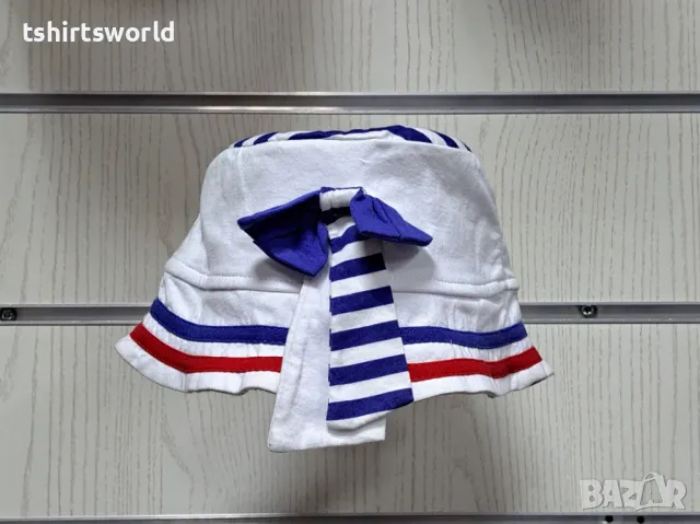 Нова детска бяла шапка идиотка с Делфинчета и Голяма панделка, от 3 до 12 години, снимка 4 - Шапки, шалове и ръкавици - 47691352