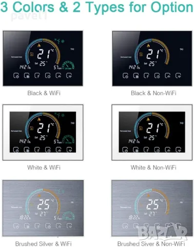 Смарт термостат MOES BHT-8000 GB, Програмируем терморегулатор Tuya WIFI 16A За подово отопление, бял, снимка 6 - Друга електроника - 48722331
