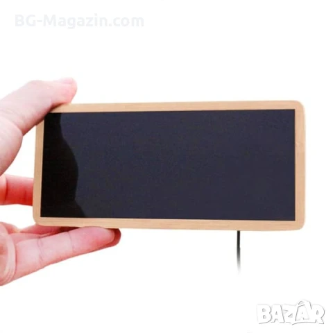 Декоративен LED настолен часовник дървен с термометър светещ в тъмното на ток електронен дигитален, снимка 3 - Други - 51039030