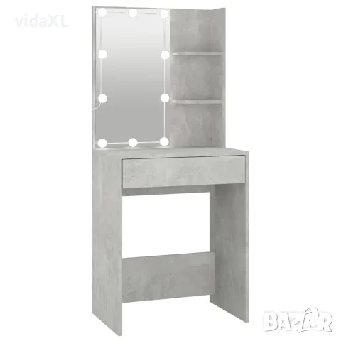 vidaXL Тоалетка с LED, бетонно сива, 60x40x140 см