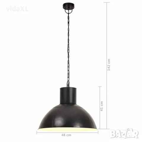 vidaXL Пенделна лампа 25 W черна кръгла 48 см E27, снимка 8 - Лампи за таван - 56146717