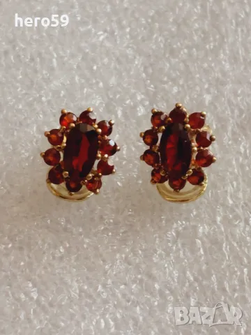 Златни дамски обеци с инкрустирани гранати злато 333