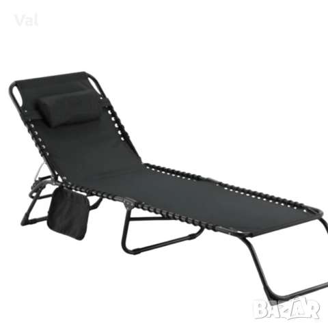 Сгъваем градински шезлонг - легло с джоб - пълен релакс и комфорт
