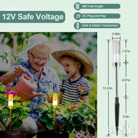 Градински LED осветителни тела ECOWHO 6 броя, IP65 Водоустойчиви, топло бяло, снимка 6 - Лед осветление - 49115831