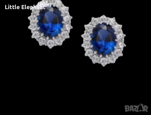  Ретро стил,сребърни обеци с кристали,ocean blue and white/нови