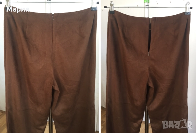 С / М Нов Дамски Панталон Yansi Fugel Имитира Велур Кафяв Есенен Зимен, снимка 3 - Панталони - 51825842
