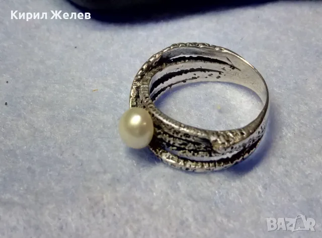 РАЗКОШЕН ПЕРЛЕН СРЕБЪРЕН ПРЪСТЕН РОДИРАНО СРЕБРО 925 с ИНКРУСТИРАНА БЯЛА НАТУРАЛНА ПЕРЛА 50163, снимка 11 - Пръстени - 50337117