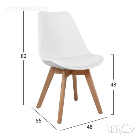   Трапезен стол Нордик в бяло, снимка 5 - Столове - 52736422