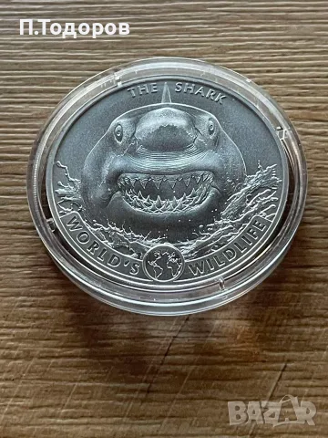 Сребро 1 oz Див живот - Акула - 2026 Конго, снимка 3 - Нумизматика и бонистика - 56117683