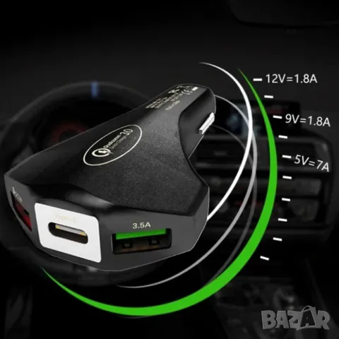 3.0 USB Бързо зарядно за кола, 12-24V Type-C 3.1A, снимка 4 - Зарядни за кола - 47978050