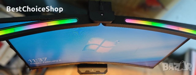 Quntis 66 см извита лампа за монитор с RGB подсветка и дистанционно управление - Регулируема, снимка 2 - Други - 53397341