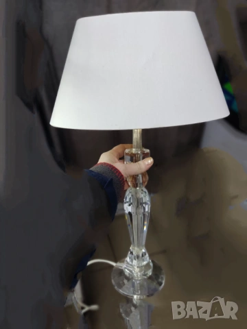 Настолна кристална лампа с абажур от плат, снимка 3 - Настолни лампи - 53594089